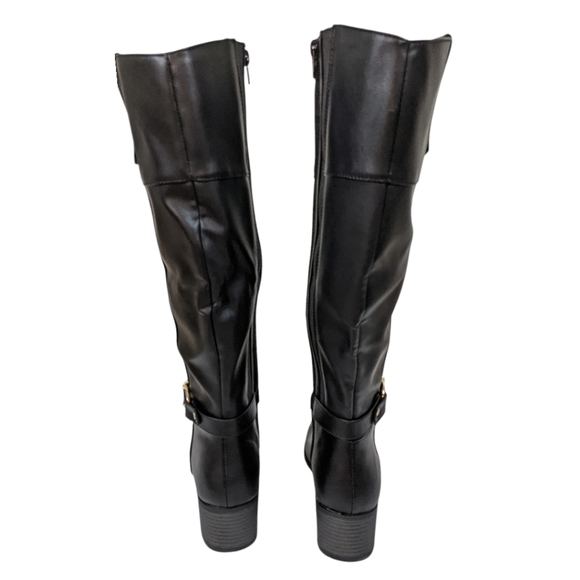 Karen Scott Vickyy Black Vegan Knee-High Block Heel Riding Boots Size 6.5 - Picture 3 of 10
